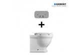 Package - Claremont Floor Mounted Pan & Seat + Geberit In-wall Cistern + Traditional Flush Plate